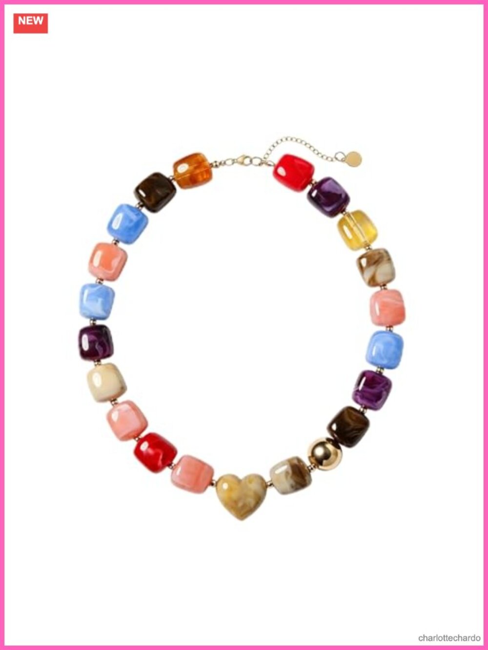 Handmade Resin Beaded Statement Necklace Adjustable Choker for Women